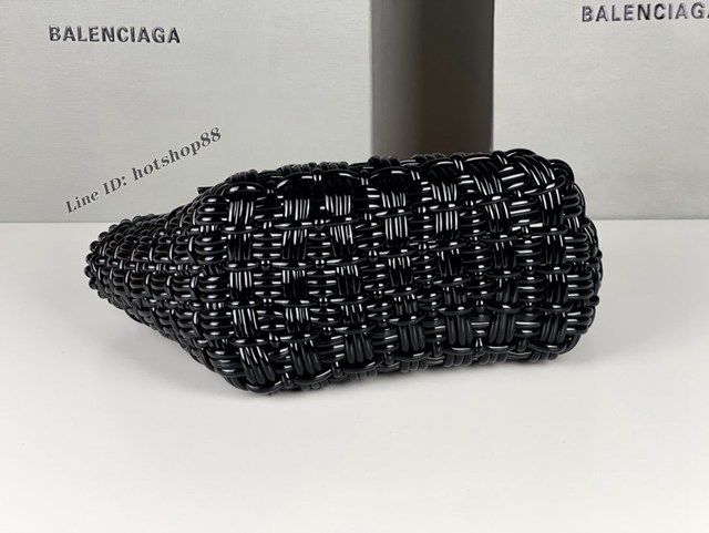 Balenciaga專櫃爆款漆面人造皮革編織敞口托特包 巴黎世家中號Bistro菜籃子包 款號：080807 fyj1269